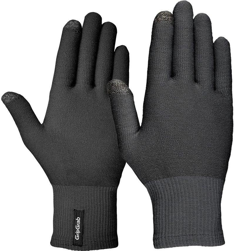 GripGrab Merino Wool Thermal Full Finger Liner Gloves Touchscreen Knitted Inner Cycling Running Hiking Undergloves - Image 1